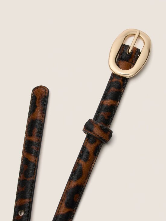 Tuckernuck Leopard Haircalf Oval Buckle Skinny Belt L/XL NWT